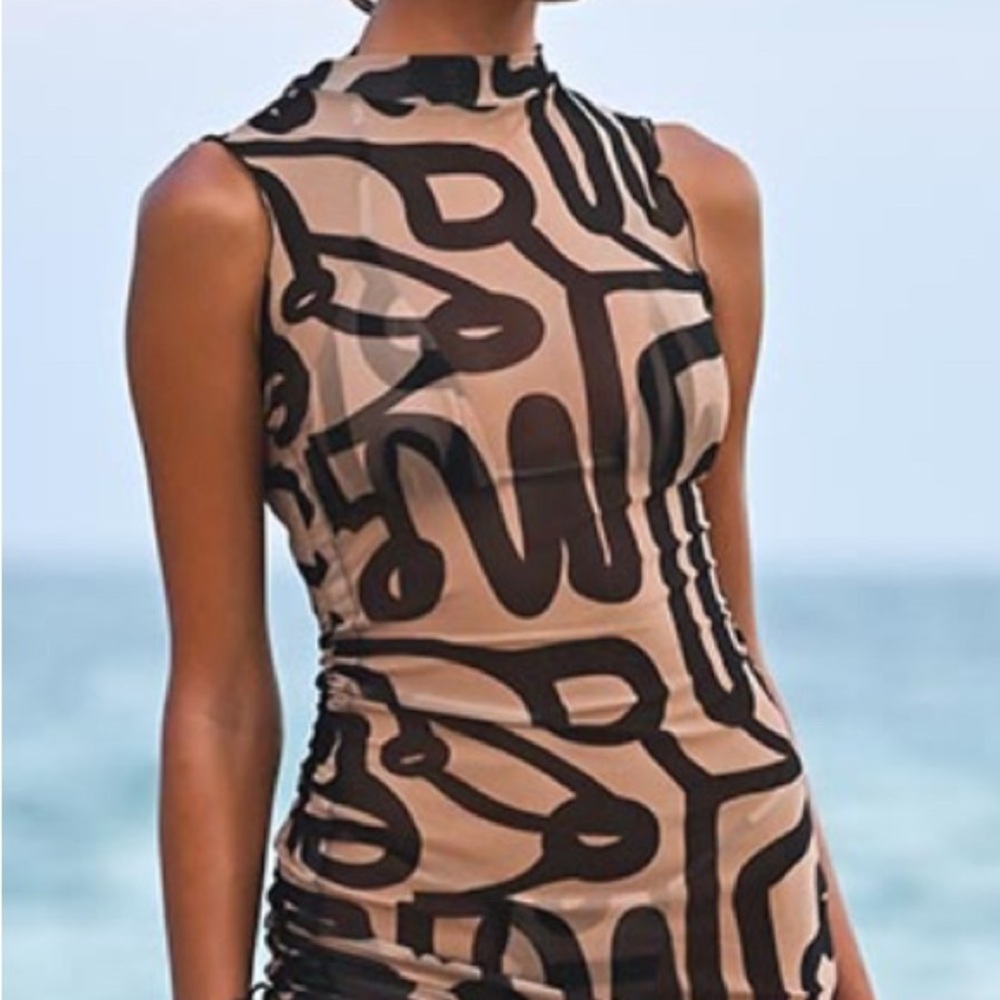 Abstract Print coverup maxi Dress